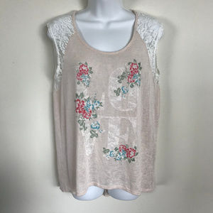 Soprano Floral Love Knit and Lace Top